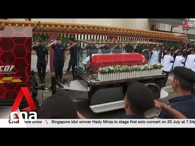 ⁣Ceremonial funeral held for fallen SCDF firefighter Kenneth Tay