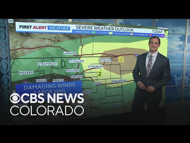 ⁣Large hail, damaging winds and tornadoes expected across eastern Colorado