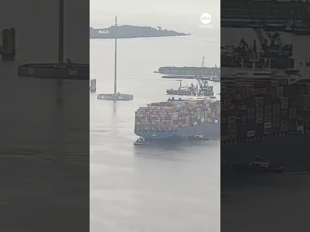 ⁣Ship that struck Baltimore bridge moved from crash site