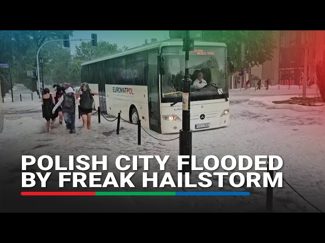 ⁣Polish city flooded by freak hailstorm