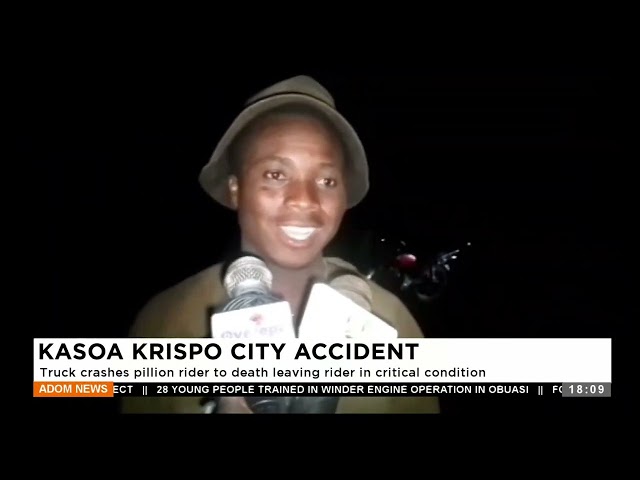 ⁣Kasoa Krispo City Accident: Truck crashes pillion rider to death leaving rider in critical condition