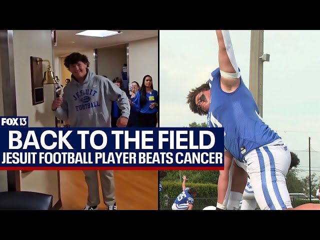 ⁣Tampa high school football player beats cancer