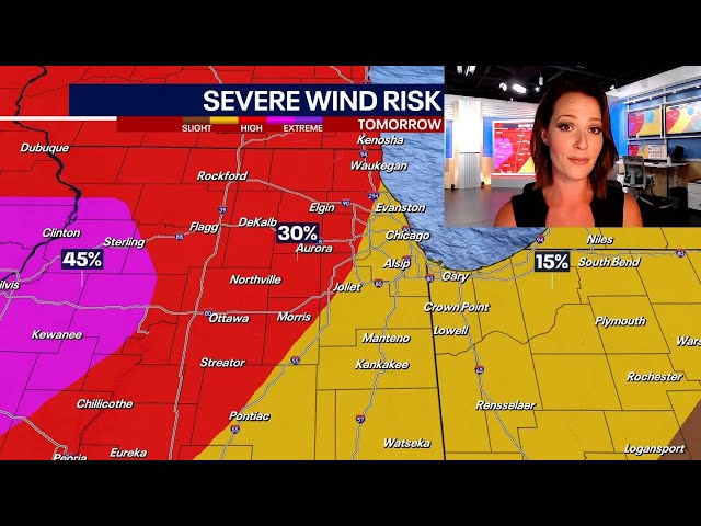 ⁣Chicago severe weather threat: Tornadoes possible on Tuesday