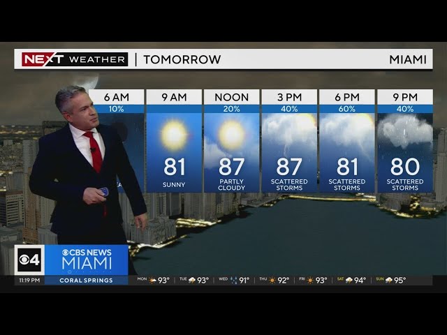⁣Miami weather for Monday 5/20/24 11PM