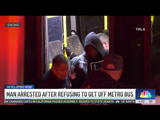 ⁣Man arrested afrter refusing to get off Metro bus