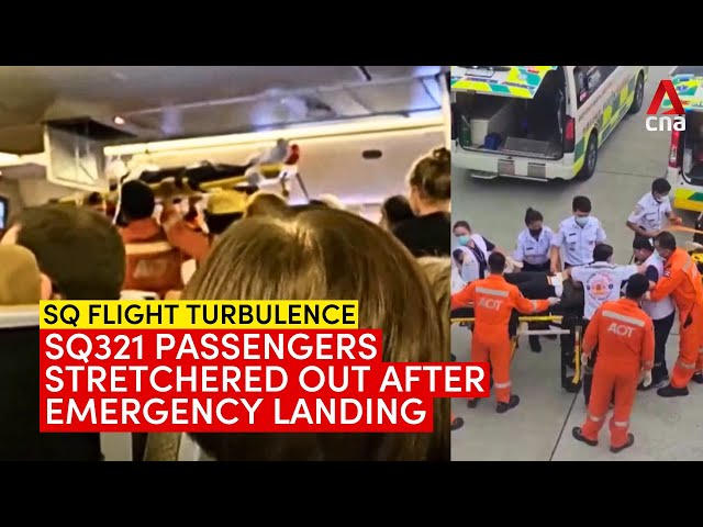 ⁣Passengers stretchered out of plane after Singapore Airlines flight SQ321 hits severe turbulence