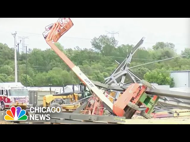 ⁣2 injured when cranes TOPPLE, structure collapses at construction site