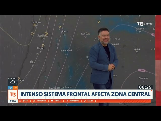 ⁣Intenso sistema frontal afecta la zona central del país: ¿Cómo estará esta jornada?