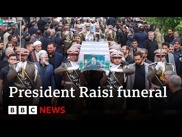 ⁣Mourners in Iran attend President Raisi's funeral procession | BBC News
