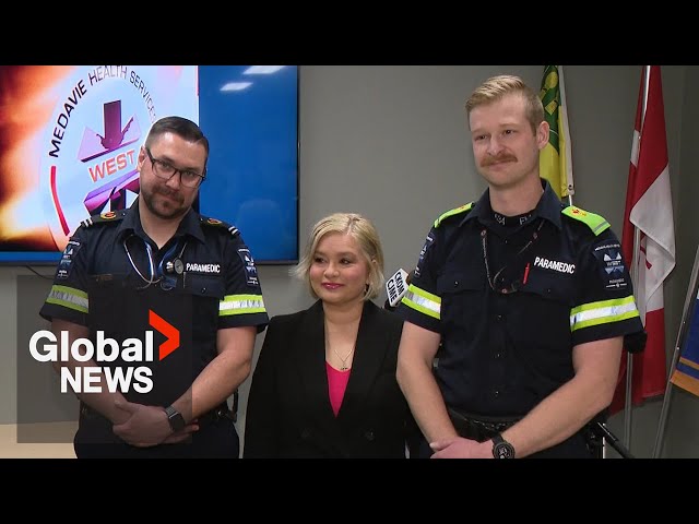 ⁣"My guardian angels": Saskatoon resident meets life-saving paramedics