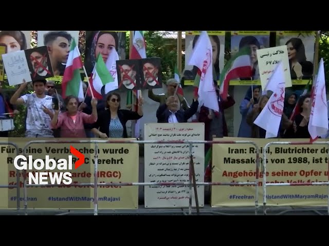 ⁣Demonstrators celebrate death of President Raisi with calls for "freedom and democracy in Iran&