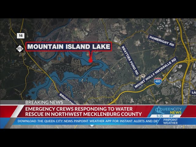⁣Water rescue underway at Mountain Island Lake