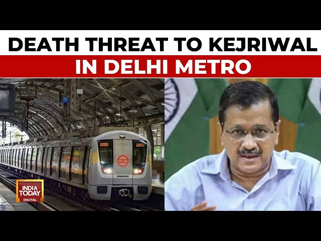 ⁣Death Threat To CM Arvind Kejriwal, Man Seen Writing Threat In Delhi Metro Caught On Camera