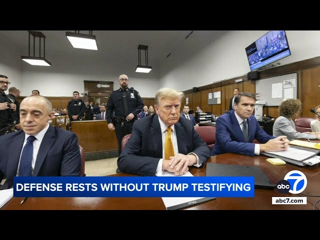 ⁣Donald Trump trial: Defense rests without former president testifying