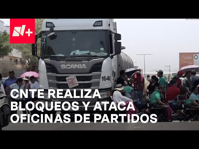 ⁣CNTE realiza protestas y vandalizan oficinas de partidos políticos - En Punto
