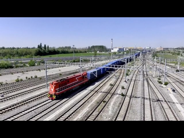 ⁣Xinjiang's Horgos Port sees more trips by China-Europe freight trains