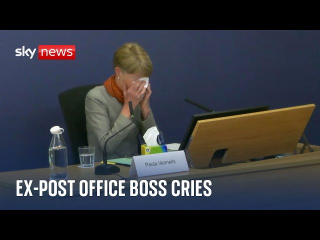 ⁣Ex-Post Office boss Paula Vennells cries while giving evidence