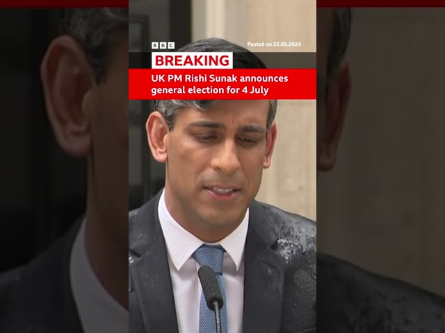 ⁣UK General Election announced by Prime Minister Rishi Sunak for 4 July #UKElection #BBCNews