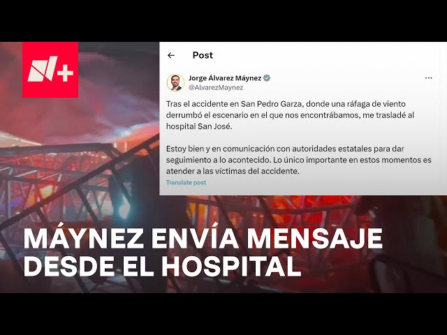 ⁣Máynez en el hospital tras desplome de templete en evento de campaña - En Una Hora