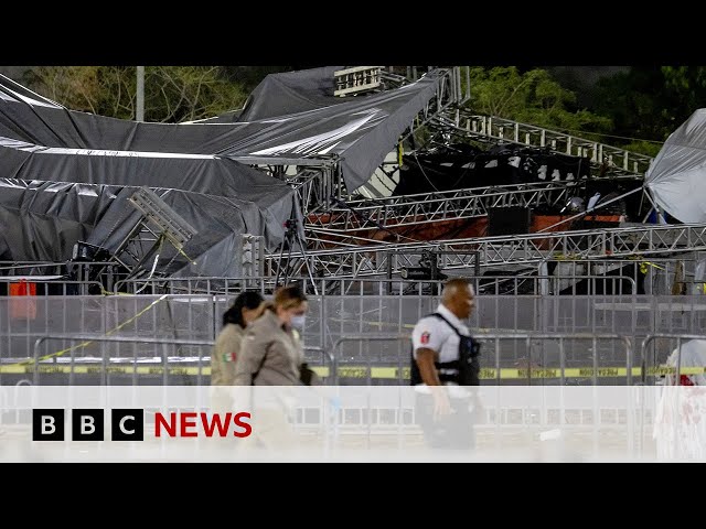 ⁣At least nine dead as stage collapses in Mexico at Jorge Alvarez Maynez rally | BBC News