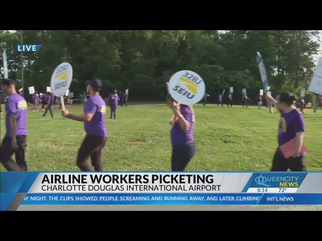 ⁣Airport workers strike as holiday travel ramps up