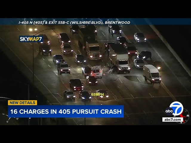 ⁣Woman faces 16 charges in chase that ended in 405 Freeway crash