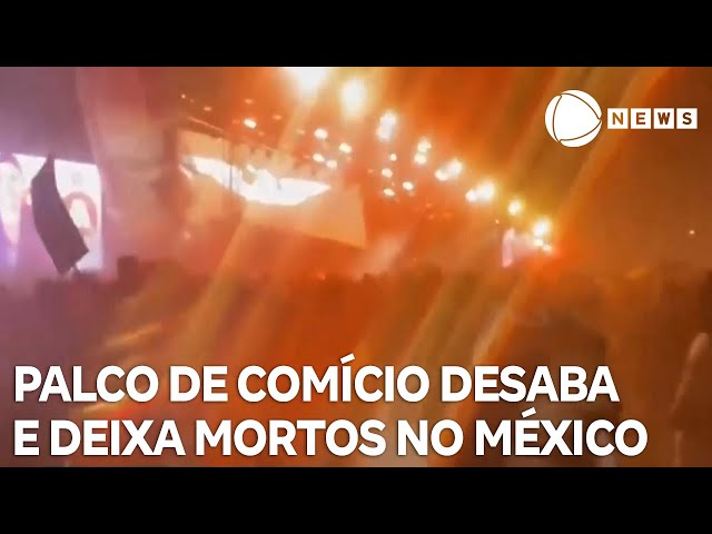 ⁣Palco de comício desaba e deixa mortos no México