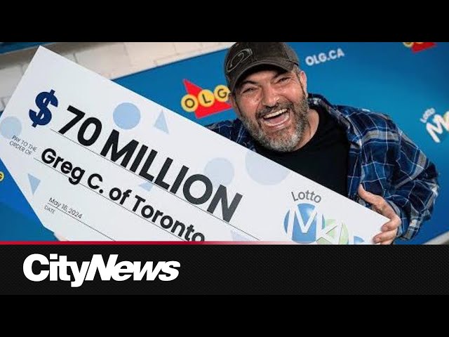 ⁣Toronto man falls to his knees in disbelief after receiving $70M from LOTTO MAX win
