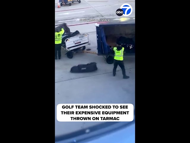 ⁣Golf team shocked to see their expensive equipment thrown on tarmac
