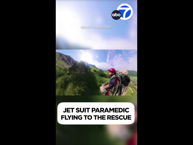 ⁣Jet suit paramedic flies to the rescue