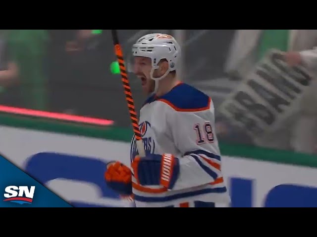 ⁣Zach Hyman Jams Puck Home From His Office To Extend Oilers Lead