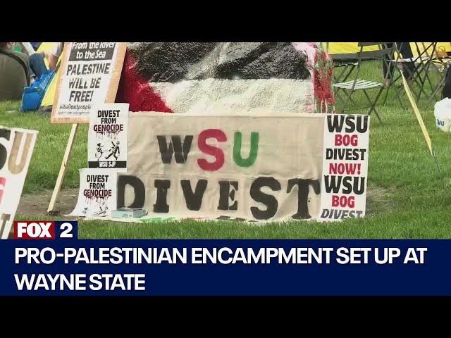 ⁣Pro-Palestinian encampment set up at Wayne State
