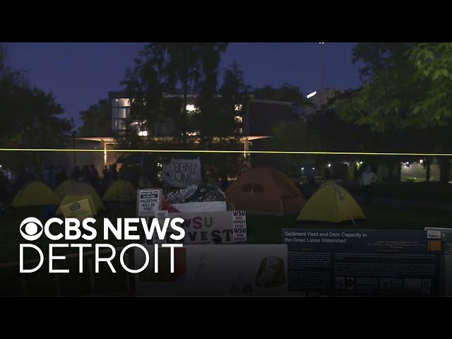 ⁣Pro-Palestinian protesters build encampment on Wayne State University campus