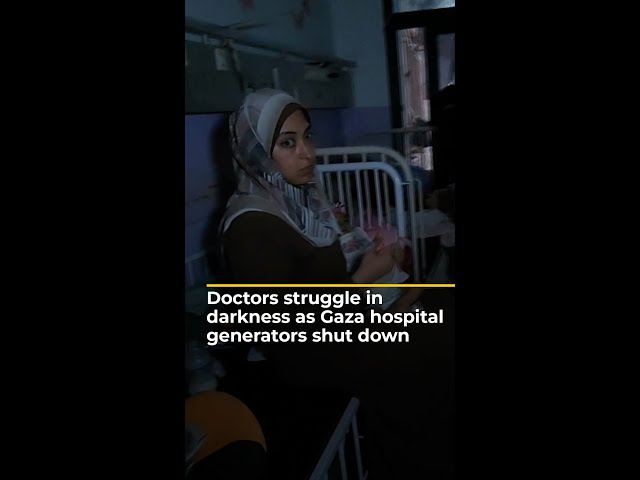 ⁣Doctors struggle in darkness as Gaza hospital generators shut down | AJ #shorts