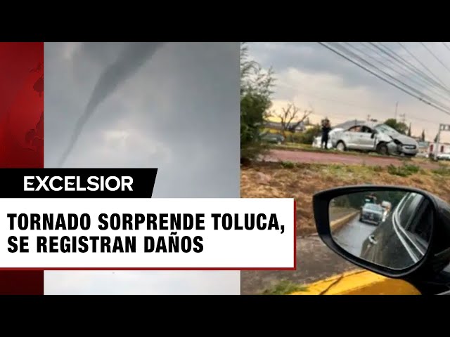 ⁣Tornado sorprende hoy en Toluca; registran choques, caídas de árboles y más daños