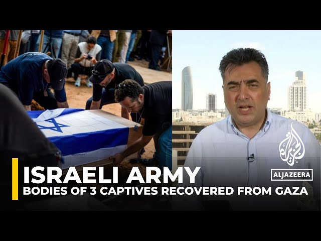 ⁣Israeli army says it recovered bodies of three captives from Gaza