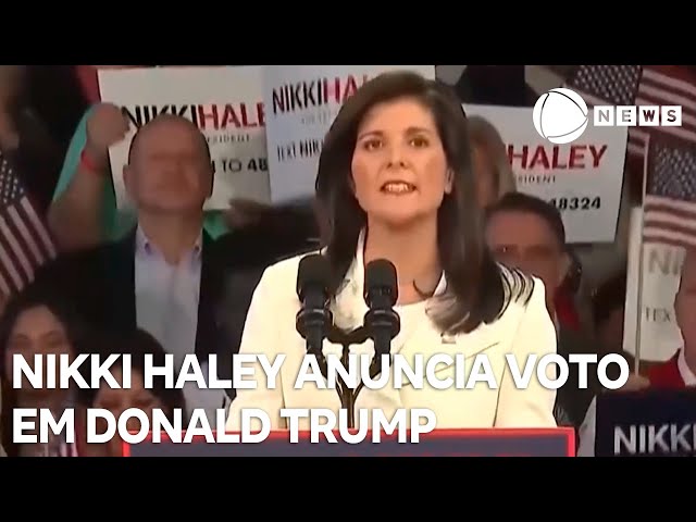⁣Derrotada nas primárias americanas, Nikki Haley declara voto em Donald Trump