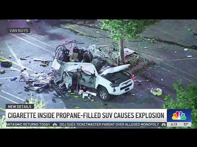 ⁣Video shows aftermath of SUV explosion in Van Nuys parking lot