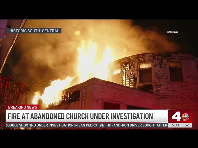 ⁣Fire burns at historic church in South LA