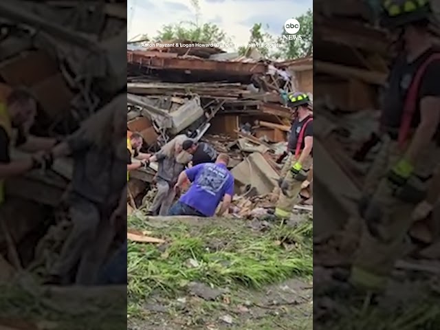 ⁣Woman rescued from rubble of home after destructive tornado