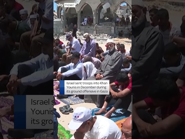 ⁣Friday prayers held by destroyed mosque