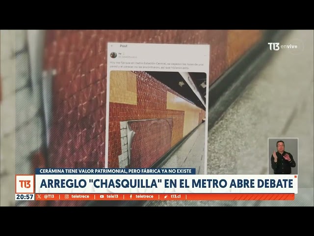 ⁣Metro respondió por “arreglo chasquilla”: Colocaron pegatina por falta de lozas en pared