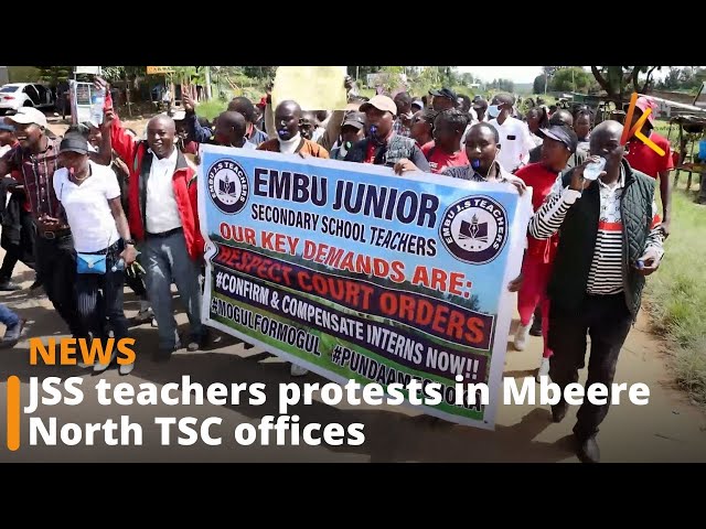 ⁣JSS teachers protests in Mbeere North TSC offices