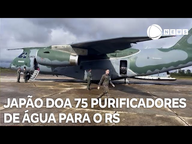 ⁣FAB transporta 75 purificadores de água doados pelo Japão