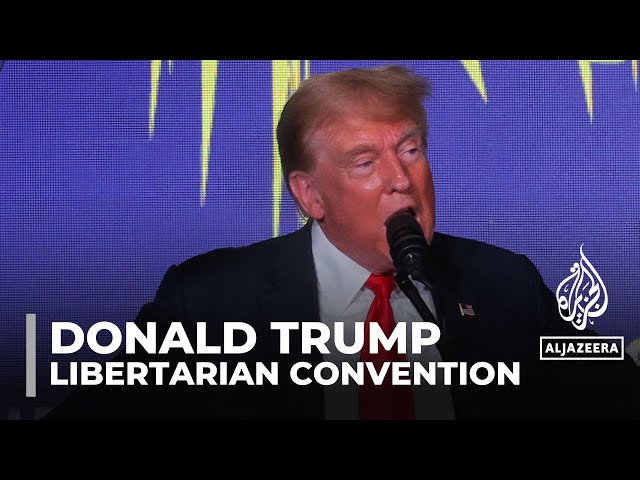 ⁣Former US President Trump heckled during Libertarian convention speech