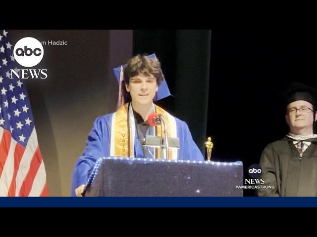⁣High School valedictorian gives emotional speech in midst of tragedy