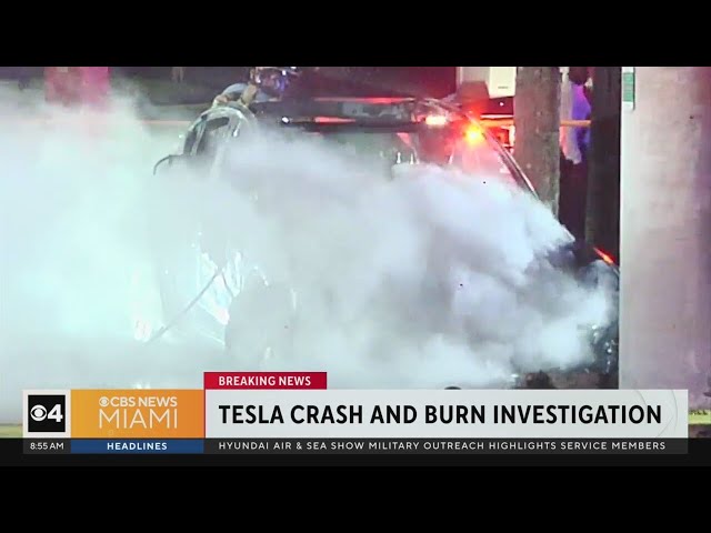 ⁣Deadly Tesla crash and burn in Weston