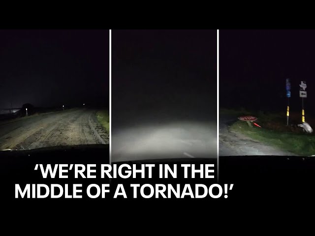 ⁣Texas tornado: Driver caught in storm in Valley View, Texas