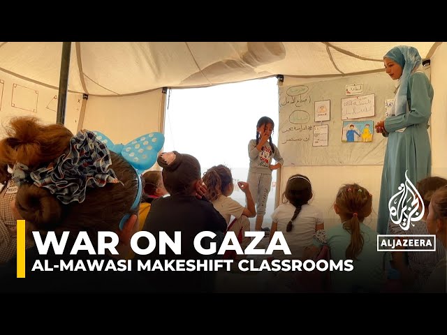 ⁣Children in Gaza's al-Mawasi makeshift classrooms find hope and learning amid war