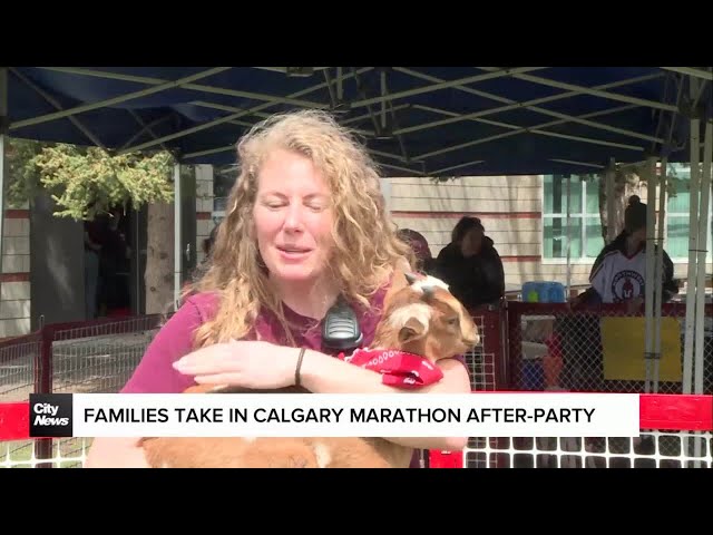 ⁣Families take in Calgary Marathon After Party